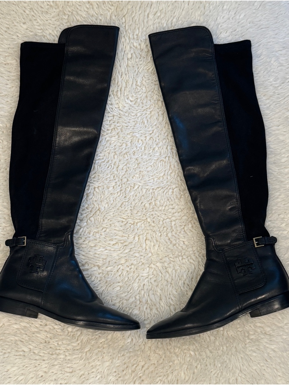 Tory Burch Black Leather Over-the-Knee Riding Boots